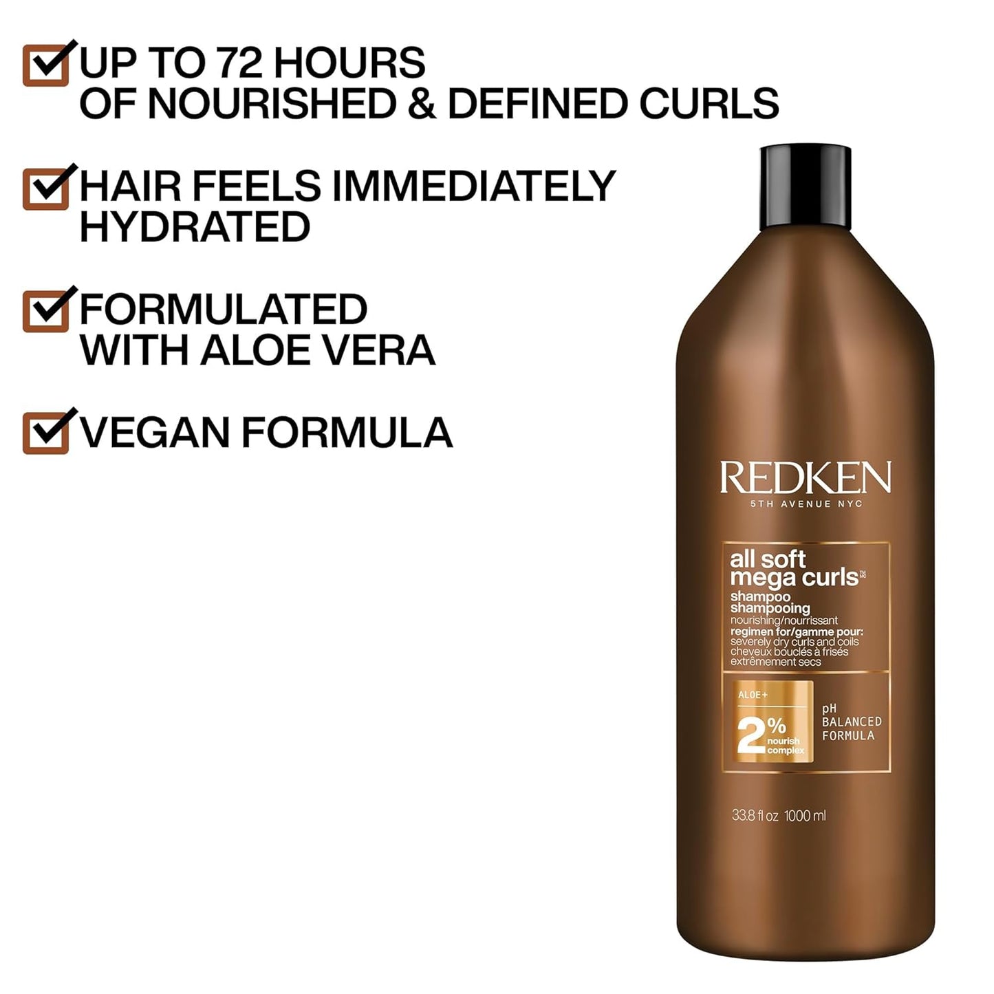 Redken - All Soft Mega Curls Shampoo - 33.8oz / 1 L