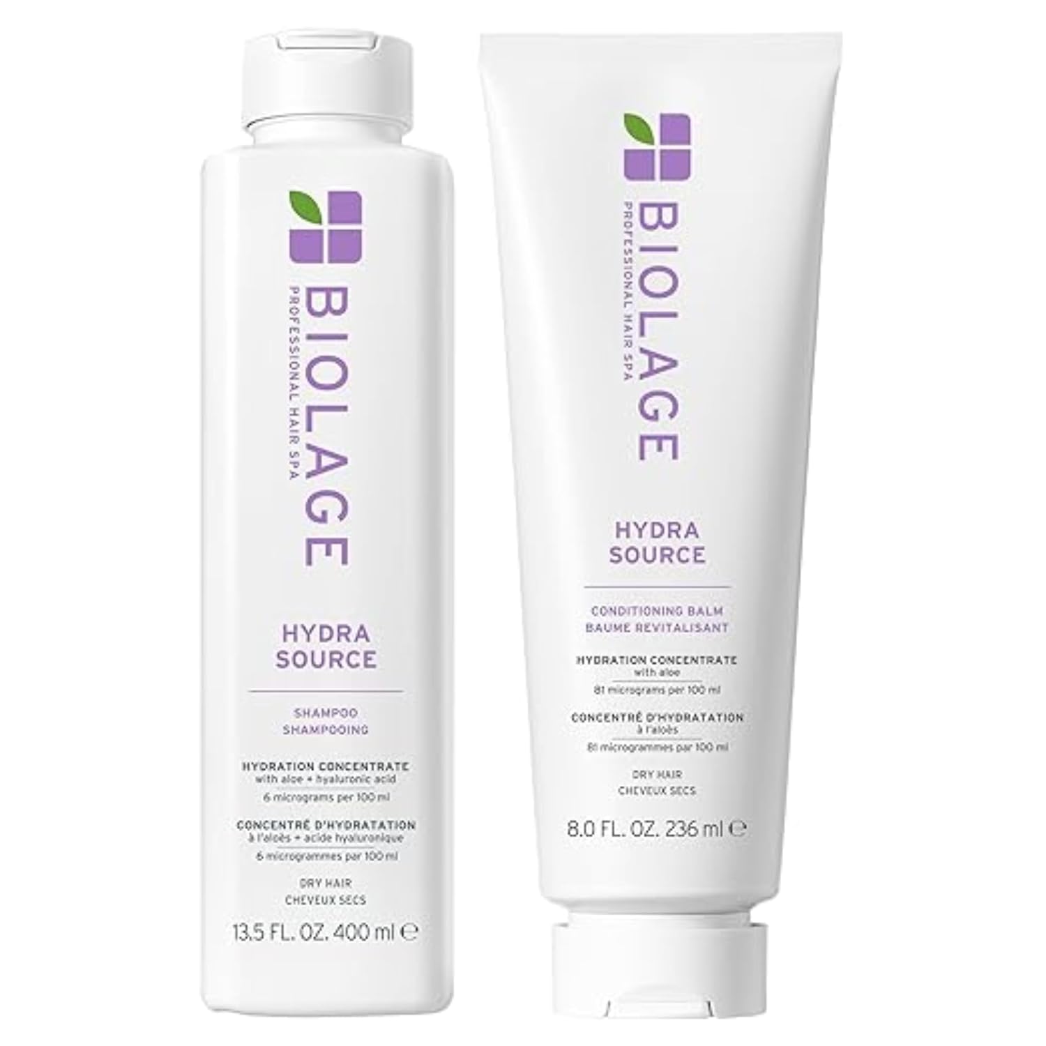 Biolage Hydra Source Shampoo and Conditioner Duo 400 mL (13.5 fl oz) and 236 mL (8 fl oz) Set Biolage
