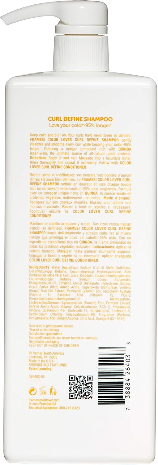 Framesi - Color Lover Curl Define Shampoo - 33.8oz / 1 L [Beauty] Beauty Framesi
