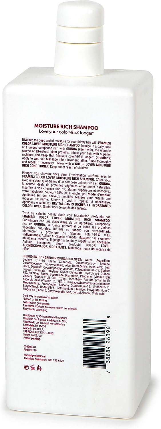 Framesi - Color Lover Moisture Rich Shampoo - 33.8oz / 1 L [Beauty] Beauty Framesi