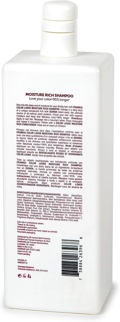 Framesi - Color Lover Moisture Rich Shampoo - 33.8oz / 1 L [Beauty] Beauty Framesi