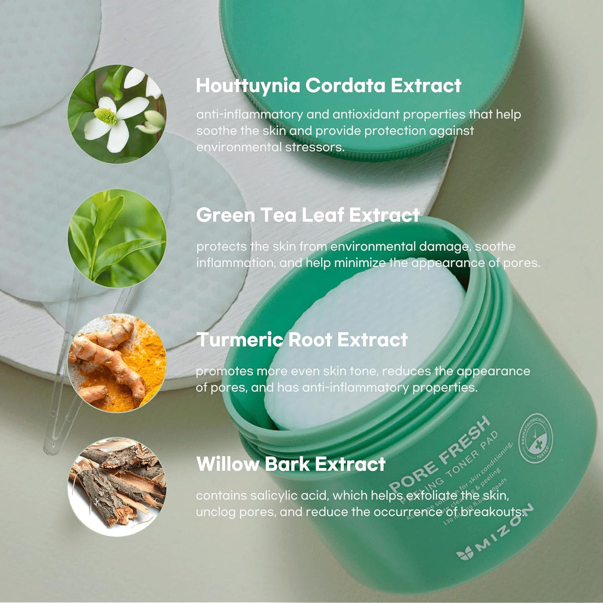 MIZON Pore Fresh Peeling Toner Pad 130 mL (60 pc) Treatment MIZON