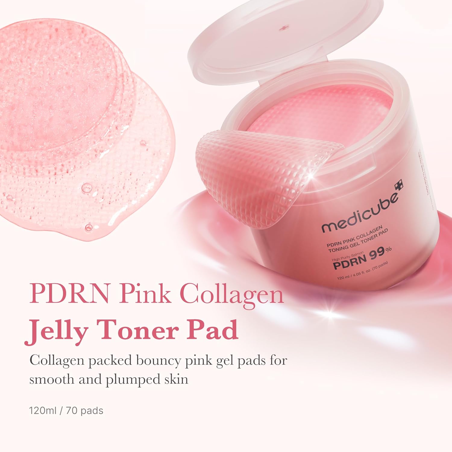 Medicube PDRN Pink Collagen Toning Gel Toner Pad 120 mL (4.05 fl oz) / 70 pc Toner medicube