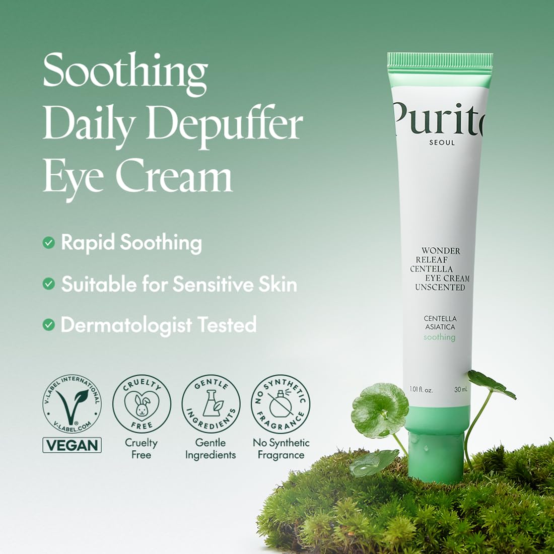 Purito Wonder Releaf Centella Eye Cream Unscented 30 mL (1.01 fl oz)