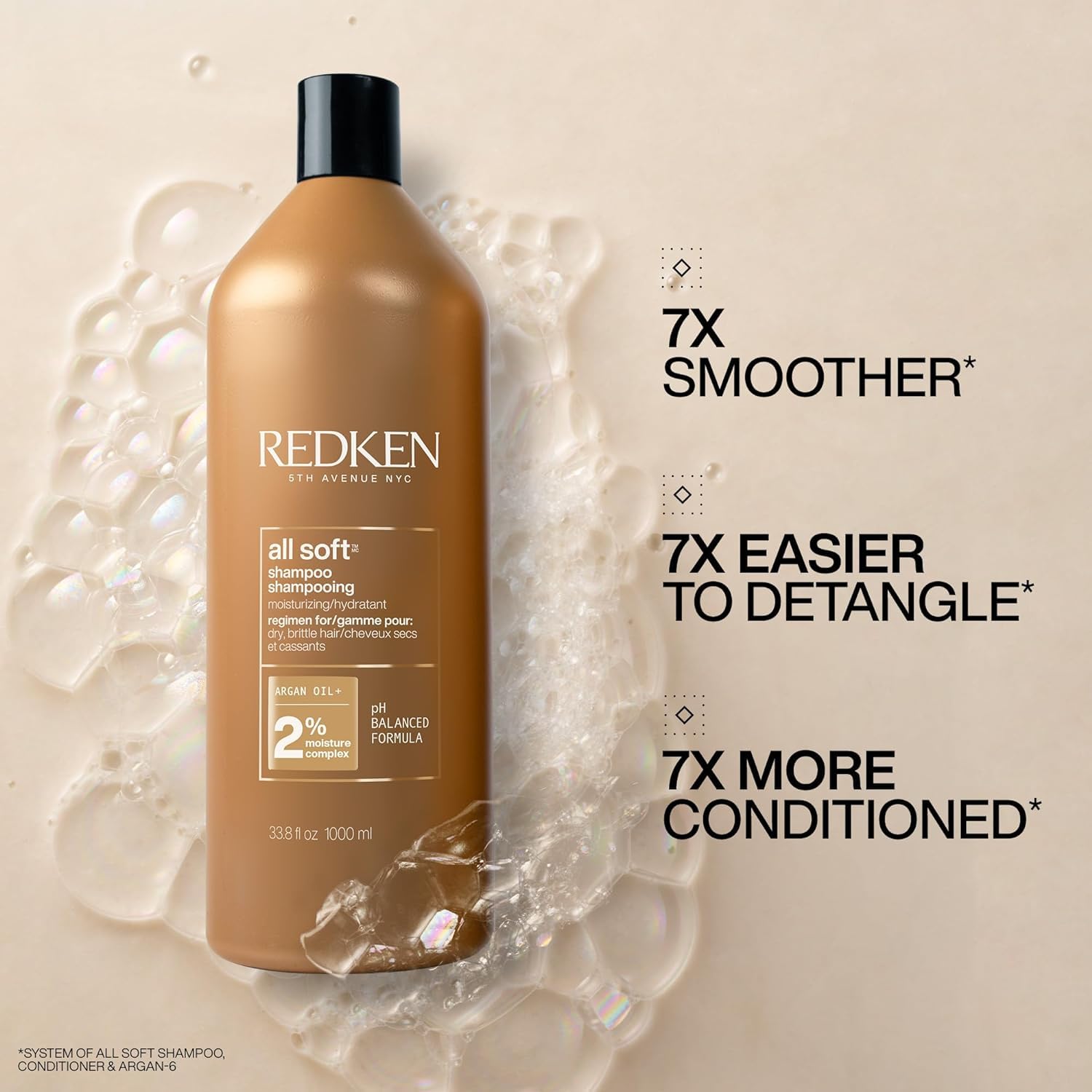 Redken - All Soft Shampoo - 33.8oz / 1 L [Beauty] Beauty Redken