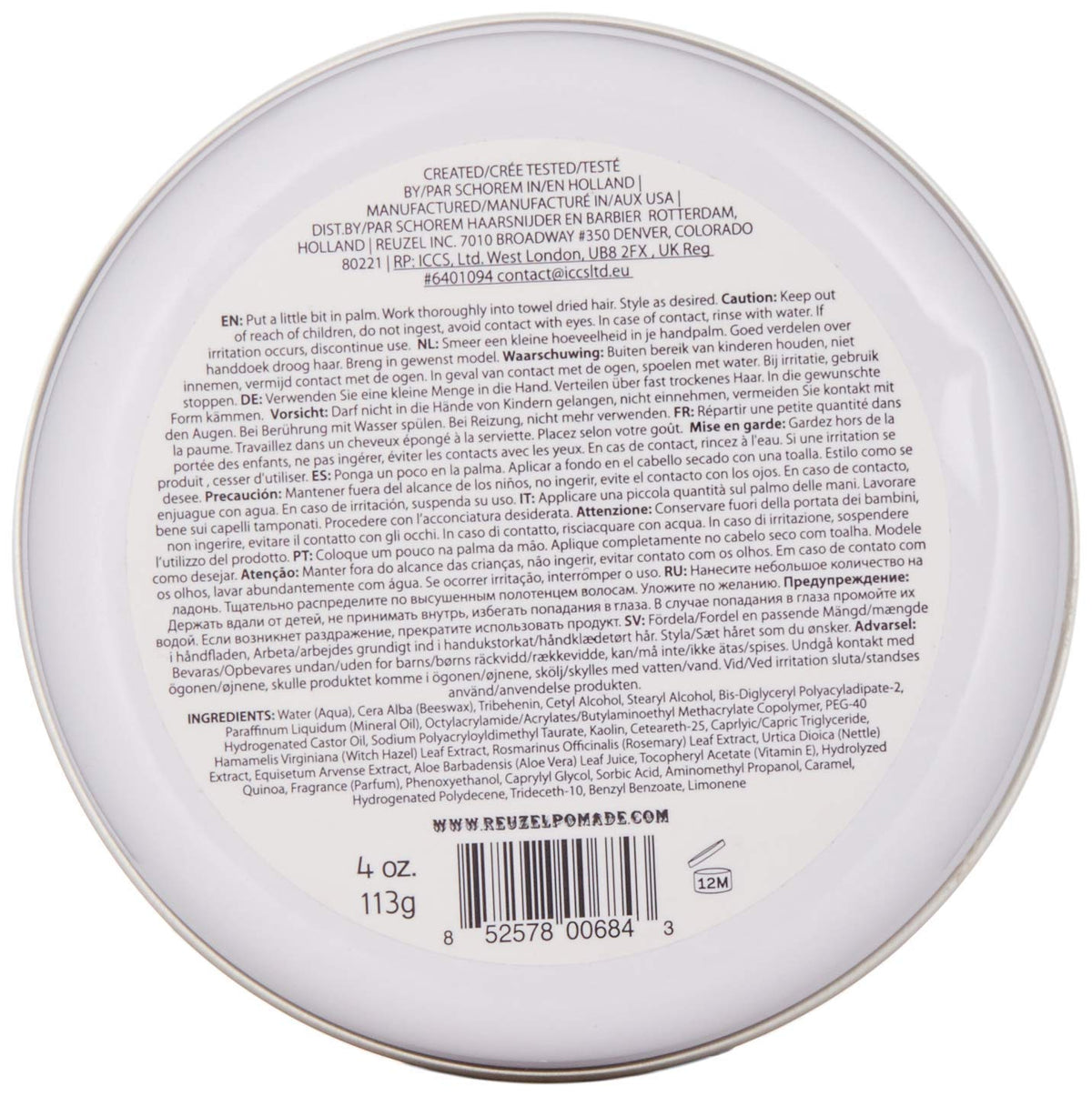 Reuzel: Clay Matte Pomade 113 g (4 oz) Styling Reuzel